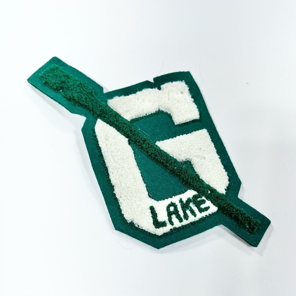 Vintage green chenille letter jacket letter “G” with rowing oar